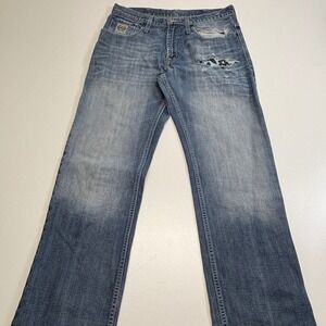 Cinch Mens 34x34 Distressed Jeans Floral Patch Western Cowboy Y2K
